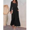 ZESICA Women’s 2026 Boho Long Sleeve Square Neck Smocked High Waist Flowy A Line Lace Trim Maxi Dress(Black)