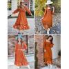 ZESICA Women’s 2026 Boho Long Sleeve Square Neck Smocked High Waist Flowy A Line Lace Trim Maxi Dress(Brown)