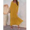 ZESICA Women’s 2026 Boho Long Sleeve Square Neck Smocked High Waist Flowy A Line Lace Trim Maxi Dress(Ginger)