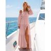 ZESICA Women’s 2026 Boho Sexy Off Shoulder Long Sleeve Smocked High Waist Side Split Flowy A Line Tiered Long Maxi Dress(Pink)