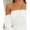 ZESICA Women’s 2026 Boho Sexy Off Shoulder Long Sleeve Smocked High Waist Side Split Flowy A Line Tiered Long Maxi Dress(White)