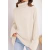 ZESICA Women’s 2026 Fall Winter Sweaters Oversized Turtleneck Long Sleeve Chunky Knitted Pullover Sweater Jumper Tops(Apricot)