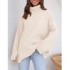 ZESICA Women’s 2026 Fall Winter Sweaters Oversized Turtleneck Long Sleeve Chunky Knitted Pullover Sweater Jumper Tops(Apricot)