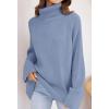 ZESICA Women’s 2026 Fall Winter Sweaters Oversized Turtleneck Long Sleeve Chunky Knitted Pullover Sweater Jumper Tops(Blue)