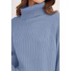 ZESICA Women’s 2026 Fall Winter Sweaters Oversized Turtleneck Long Sleeve Chunky Knitted Pullover Sweater Jumper Tops(Blue)
