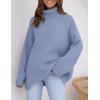 ZESICA Women’s 2026 Fall Winter Sweaters Oversized Turtleneck Long Sleeve Chunky Knitted Pullover Sweater Jumper Tops(Blue)