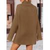 ZESICA Women’s 2026 Fall Winter Sweaters Oversized Turtleneck Long Sleeve Chunky Knitted Pullover Sweater Jumper Tops(Brown)