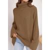 ZESICA Women’s 2026 Fall Winter Sweaters Oversized Turtleneck Long Sleeve Chunky Knitted Pullover Sweater Jumper Tops(Brown)