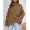 ZESICA Women’s 2026 Fall Winter Sweaters Oversized Turtleneck Long Sleeve Chunky Knitted Pullover Sweater Jumper Tops(Brown)