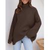 ZESICA Women’s 2026 Fall Winter Sweaters Oversized Turtleneck Long Sleeve Chunky Knitted Pullover Sweater Jumper Tops(Coffee)