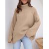 ZESICA Women’s 2026 Fall Winter Sweaters Oversized Turtleneck Long Sleeve Chunky Knitted Pullover Sweater Jumper Tops(Khaki)
