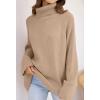 ZESICA Women’s 2026 Fall Winter Sweaters Oversized Turtleneck Long Sleeve Chunky Knitted Pullover Sweater Jumper Tops(Khaki)