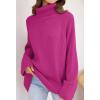 ZESICA Women’s 2026 Fall Winter Sweaters Oversized Turtleneck Long Sleeve Chunky Knitted Pullover Sweater Jumper Tops(Roseberry)