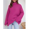 ZESICA Women’s 2026 Fall Winter Sweaters Oversized Turtleneck Long Sleeve Chunky Knitted Pullover Sweater Jumper Tops(Roseberry)