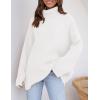 ZESICA Women’s 2026 Fall Winter Sweaters Oversized Turtleneck Long Sleeve Chunky Knitted Pullover Sweater Jumper Tops(White)