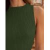 ZESICA Womens 2026 Ribbed Tank Tops Summer Sleeveless High Neck Casual Slim Fitted Basic Knit Shirts(Armygreen)