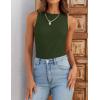 ZESICA Womens 2026 Ribbed Tank Tops Summer Sleeveless High Neck Casual Slim Fitted Basic Knit Shirts(Armygreen)