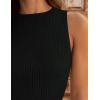 ZESICA Womens 2026 Ribbed Tank Tops Summer Sleeveless High Neck Casual Slim Fitted Basic Knit Shirts(Black)