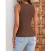 ZESICA Womens 2026 Ribbed Tank Tops Summer Sleeveless High Neck Casual Slim Fitted Basic Knit Shirts(Brown)