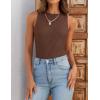 ZESICA Womens 2026 Ribbed Tank Tops Summer Sleeveless High Neck Casual Slim Fitted Basic Knit Shirts(Brown)