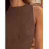 ZESICA Womens 2026 Ribbed Tank Tops Summer Sleeveless High Neck Casual Slim Fitted Basic Knit Shirts(Brown)