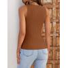 ZESICA Womens 2026 Ribbed Tank Tops Summer Sleeveless High Neck Casual Slim Fitted Basic Knit Shirts(Darkbrown)