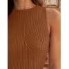 ZESICA Womens 2026 Ribbed Tank Tops Summer Sleeveless High Neck Casual Slim Fitted Basic Knit Shirts(Darkbrown)