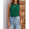 ZESICA Womens 2026 Ribbed Tank Tops Summer Sleeveless High Neck Casual Slim Fitted Basic Knit Shirts(Green)