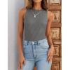 ZESICA Womens 2026 Ribbed Tank Tops Summer Sleeveless High Neck Casual Slim Fitted Basic Knit Shirts(Grey)