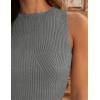 ZESICA Womens 2026 Ribbed Tank Tops Summer Sleeveless High Neck Casual Slim Fitted Basic Knit Shirts(Grey)