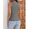 ZESICA Womens 2026 Ribbed Tank Tops Summer Sleeveless High Neck Casual Slim Fitted Basic Knit Shirts(Grey)