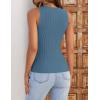 ZESICA Womens 2026 Ribbed Tank Tops Summer Sleeveless High Neck Casual Slim Fitted Basic Knit Shirts(Greyblue)