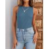 ZESICA Womens 2026 Ribbed Tank Tops Summer Sleeveless High Neck Casual Slim Fitted Basic Knit Shirts(Greyblue)