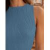 ZESICA Womens 2026 Ribbed Tank Tops Summer Sleeveless High Neck Casual Slim Fitted Basic Knit Shirts(Greyblue)