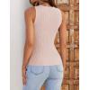 ZESICA Womens 2026 Ribbed Tank Tops Summer Sleeveless High Neck Casual Slim Fitted Basic Knit Shirts(Pink)