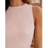 ZESICA Womens 2026 Ribbed Tank Tops Summer Sleeveless High Neck Casual Slim Fitted Basic Knit Shirts(Pink)