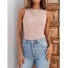 ZESICA Womens 2026 Ribbed Tank Tops Summer Sleeveless High Neck Casual Slim Fitted Basic Knit Shirts(Pink)