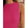 ZESICA Womens 2026 Ribbed Tank Tops Summer Sleeveless High Neck Casual Slim Fitted Basic Knit Shirts(Rose)