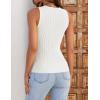 ZESICA Womens 2026 Ribbed Tank Tops Summer Sleeveless High Neck Casual Slim Fitted Basic Knit Shirts(White)