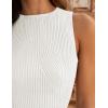 ZESICA Womens 2026 Ribbed Tank Tops Summer Sleeveless High Neck Casual Slim Fitted Basic Knit Shirts(White)