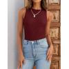 ZESICA Womens 2026 Ribbed Tank Tops Summer Sleeveless High Neck Casual Slim Fitted Basic Knit Shirts(Wine)