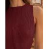 ZESICA Womens 2026 Ribbed Tank Tops Summer Sleeveless High Neck Casual Slim Fitted Basic Knit Shirts(Wine)