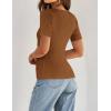 ZESICA Women’s 2026 Short Sleeve Square Neck T Shirts Slim Fitted Summer Ribbed Knit Basic Casual Tee Tops(Brown)