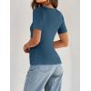 ZESICA Women’s 2026 Short Sleeve Square Neck T Shirts Slim Fitted Summer Ribbed Knit Basic Casual Tee Tops(Darkblue)