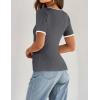 ZESICA Women’s 2026 Short Sleeve Square Neck T Shirts Slim Fitted Summer Ribbed Knit Basic Casual Tee Tops(Darkgrey)
