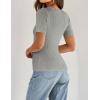 ZESICA Women’s 2026 Short Sleeve Square Neck T Shirts Slim Fitted Summer Ribbed Knit Basic Casual Tee Tops(Grey)