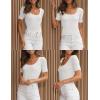 ZESICA Women’s 2026 Short Sleeve Square Neck T Shirts Slim Fitted Summer Ribbed Knit Basic Casual Tee Tops(White)