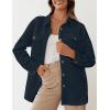 ZESICA Women’s 2026 Spring Casual Long Sleeve Button Down Loose Lightweight Shacket Shirt Jacket Coat Outerwear with Pockets(Navy)