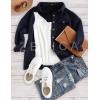 ZESICA Women’s 2026 Spring Casual Long Sleeve Button Down Loose Lightweight Shacket Shirt Jacket Coat Outerwear with Pockets(Navy)