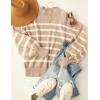 ZESICA Women’s 2026 Spring Fashion Turtleneck Long Sleeve Striped Ribbed Knit Loose Pullover Sweater Tops(Almond)